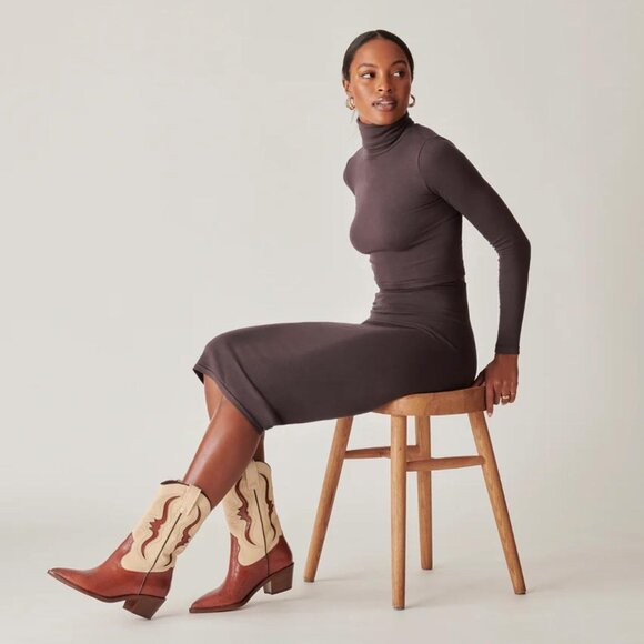 NEW DOLCE VITA Leather Suzzy Western Boots Brown Multi 667tn - Picture 4 of 11